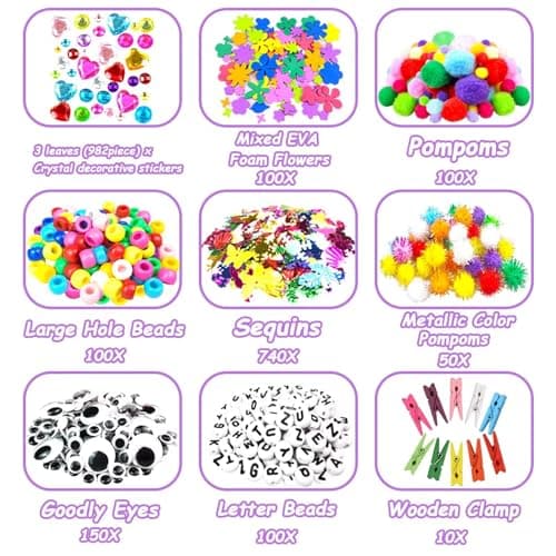 3000Pcs Activites Manuelles pour Enfants Activite Enfant Kit Bricolage Enfant Activité Manuelle Enfant pour 4-12 Ans, Fournitures Éducatives Loisirs Créatifs pour Enfants Pipe Cleaners Pompons Plumes