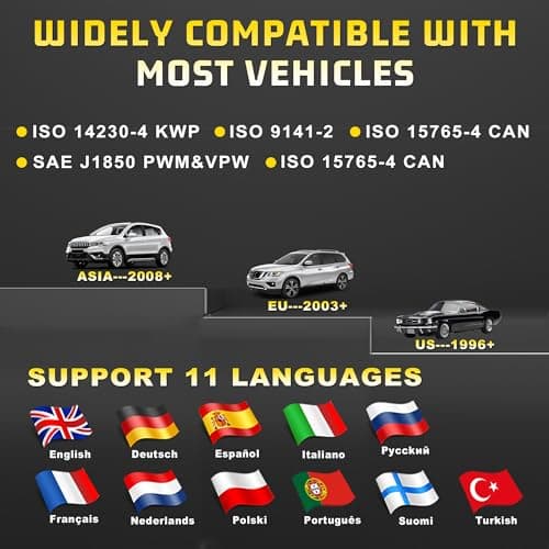 DonosHome 3 en 1 OBD2 Diagnostic Auto Valise Voiture Français:Outil de Lecteur de Code Voltmètre Test du Système de Batterie EOBD Scanner Multimarque pour BMW Peugeot VW Tous Les Erreurs de Moteur