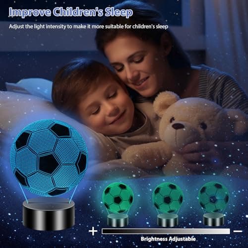 Gbivbe Cadeau Foot Garcon, Veilleuse Football Lampe 3D pour Enfants, 16 Couleurs LED Illusion Veilleuse avec télécommande, Cadeau pour Anniversaire Fan Garcon 7.8.9.10.11.12 Ans