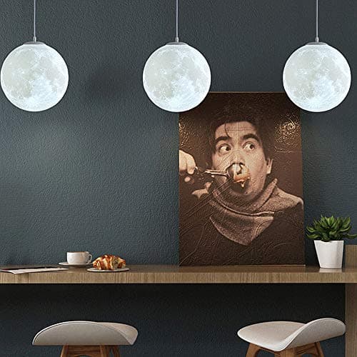 KRUIHAN Lampe Lune Plafond,Lune Chambre Enfant,Suspension Luminaire Lune,Plafonnier Boule,Suspension Planet,Lustre Chambre,Lustre Salon Moderne(Ampoule n'est Pas Inclus),22cm