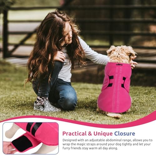 PUZAUKAL Pull pour Petit Chien,Pull-Overs pour Chien et Chat en Polaire Doux Veste Gilet Chien avec Harnais Pull Chaud pour Moyen Grand Chien Rose(XL)