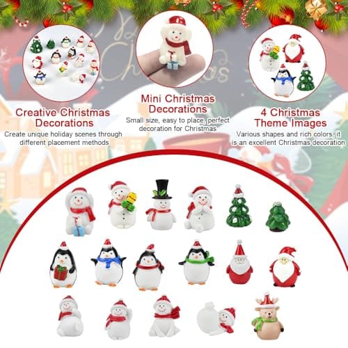 LPAMABA 17 PCS Figurines de Décoration de Noël Figurine Noël Miniature Figurine Noel Resine Noël Miniature Ornament Kits Noel Miniature Ornament Sapin Décoration de Noël Miniature