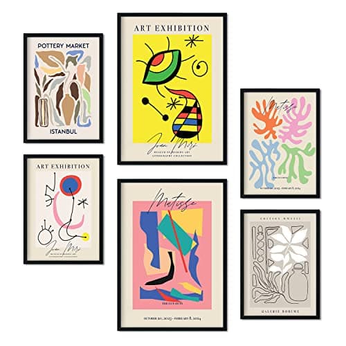 Nacnic Lot de 6 affiches d'art abstrait - Collection de feuilles avec collage esthétique pour la décoration intérieure - Tailles A3 et A4 - Sans cadre.