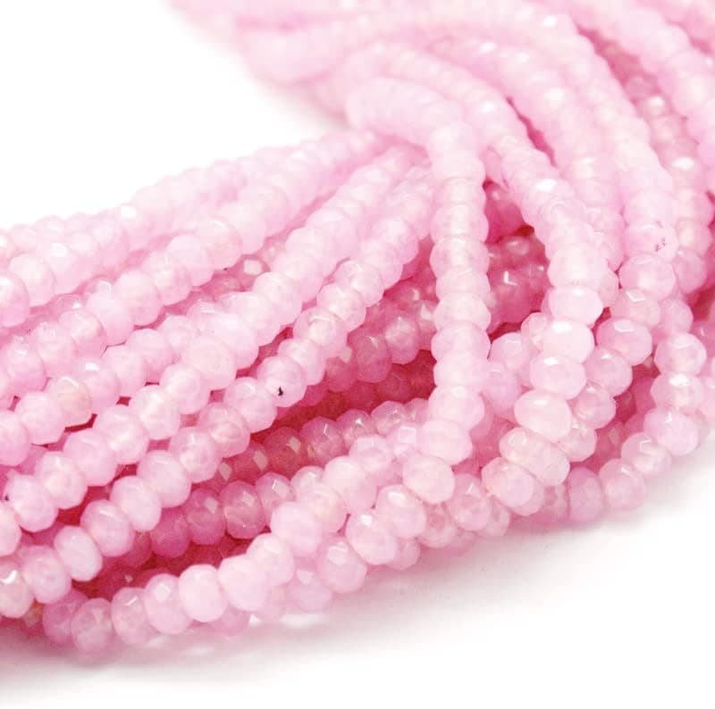 Perlin Lot de 30 perles en agate à facettes - 4 mm - Rondelles - Pour bijoux - Petites perles de collier (rose)