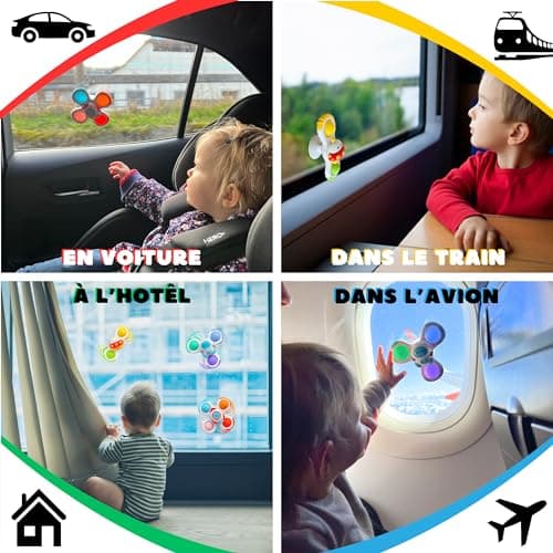Baby Spinner Ventouse Pop it - Baby hoptoys Fidget Toys - Spinner Anti Stress - Jouet Bebe 1 an - Jouets de Bain - Hand Spinner Bebe