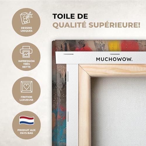MuchoWow© Impression sur Toile Decoration Murale Peinture 60x40 cm Tableaux Decoratifs Muraux Déco Chambre Tableau Salon Graffiti - Ours - Bouteille - Mur - Street art - Banksy