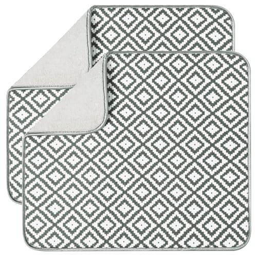 YDHfdc 2 Pièces Tapis Egouttoir Vaisselle en Microfibre Tapis de Sechage Vaisselle Super Absorbant Tapis Vaisselle 46 cm x 40 cm pour Comptoir d'evier de Cuisine, Grille Diamantée