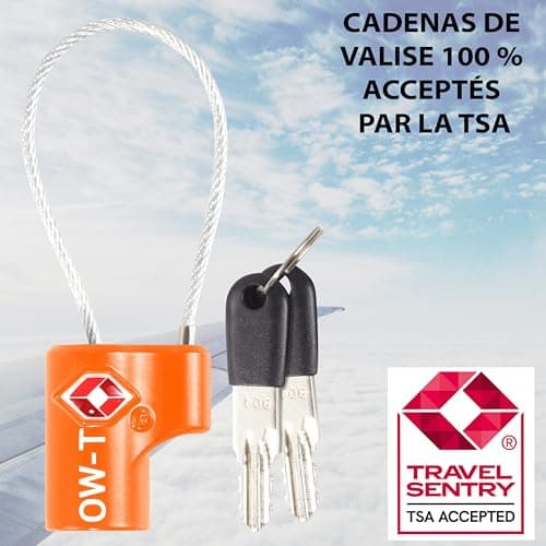 OW-Travel Cadenas Cable Clé TSA pour Valise. Cadenas Clef Antivol pour Bagages Casier Rangement Tente Camping. Cadenas USA. Accessoires de Voyage. Verrou a Cle Valise 1 Orange