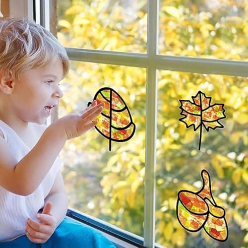 12 pièces Bricolage d'Automne pour Enfants Gommettes Feuilles Automne, Artisanat Couronne d'automne, Loisirs Créatifs Enfants, Gommettes Automne Feuilles pour Enfants, Enfant Kit d'Artisanat d'Automne