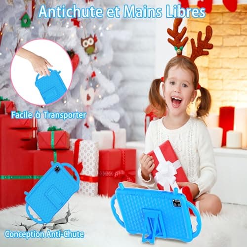 Semeakoko Tablette Enfants 10 Pouces, Tablette Android 14 Octa-Core 2,0 GHz, 10 Go RAM 64 Go ROM (TF 1 to), 6000 mAh, WiFi, Bluetooth, Double Caméra, Contrôle Parental, APP éducation Enfants (Bleu)