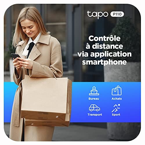 Tapo Prise Connectée WiFi, Suivi de consommation, 16A Type E, compatible avec Alexa et Google Home, Contrôler le radiateur, le chauffage, Économie d'énergie, Commande vocale, Tapo P110(FR)