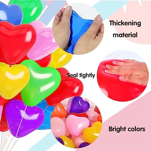 50 Pcs Ballon coeur rouge, 12 Pouces Ballons en Latex en Forme de Cœur, Ballons de Mariage de Coeur Rouge, pour Engagement, Mariage, Valentine et Anniversaire fête Décoration