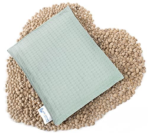 Medi Partners Coussin chauffant en noyaux de cerise 500 g rectangulaire 20 x 25 cm 100% coton certifié Öko-Tex Chaleur + thérapie par le froid Thérapie de massage (Menthe)