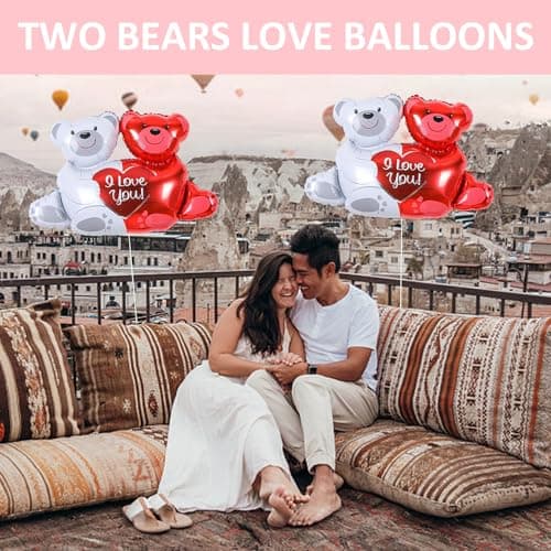 Lot de 2 ballons en aluminium, en forme de cœur, en peluche, pour décoration de mariage et de fête, réutilisables, personnalisables