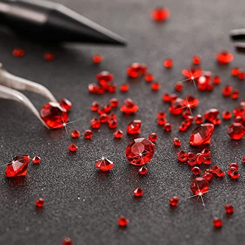DINGFENG 4000 Pcs de Cristal Rouge, Faux Diamant, Pierre Fantaisie, Décoration de Table, Diamant Acrylique, Cristal de Gemme Dispersée 3 mm 6 mm 10 mm Remplissage de Vase Mariage Fête D'anniversaire