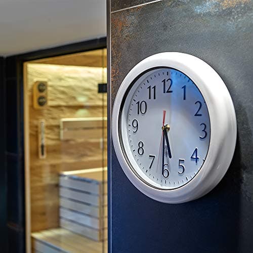 Monzana® Horloge Radio pilotée Murale Ø30 cm Blanche silencieuse à Quartz trotteuse précise Piscine Salle de Bain