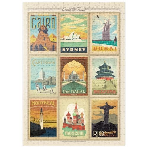 MyPuzzle World Travel, Collage, Poster Vintage - Premium 500 Pièces Puzzle - Collection spéciale MyPuzzle de Anderson Design Group