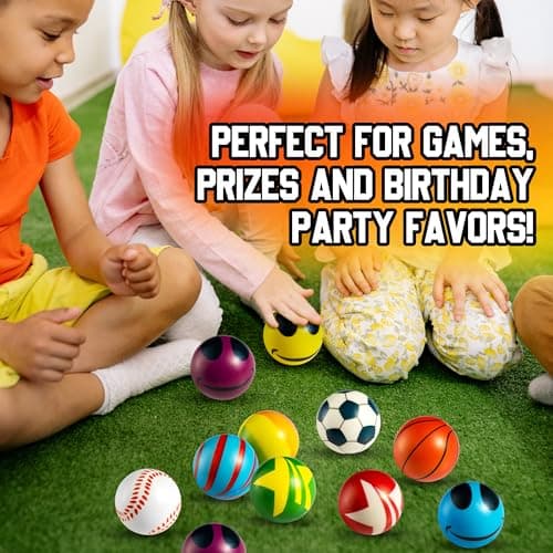 Lot 50 Mini Balles Anti Stress Enfants - Fidget Toys Anti Stress 5,1 cm, Lot Varié de Balles Anti Stress, Boules Sensorielles à Presser Enfants, Cadeaux de Fête, Cadeaux d'anniversaire Garçons Filles