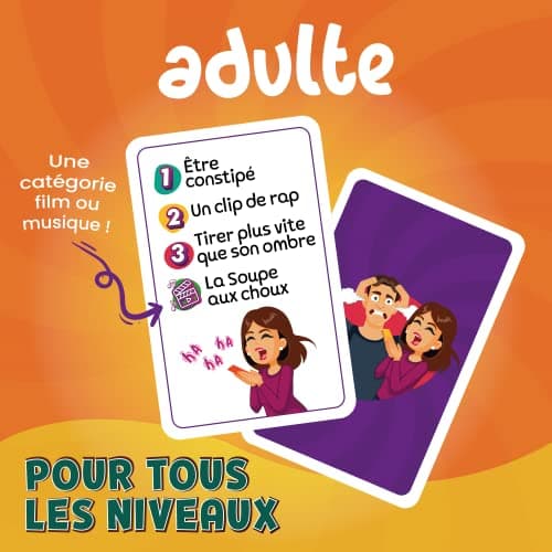 ZENAGAME Génération Mimes Jeu de société - Jeu d'ambiance - Famille - Jeu de mimes - pour Enfant et Adultes- Jeu de Cartes dès 4 Ans