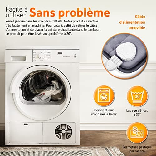 sinnlein Ceinture Lombaire Chauffante | Ceinture Thermique Electrique | Contre le Mal de Dos & Sciatique |3 Niveaux de Température et Arrêt Automatique | Réglable (Gris)