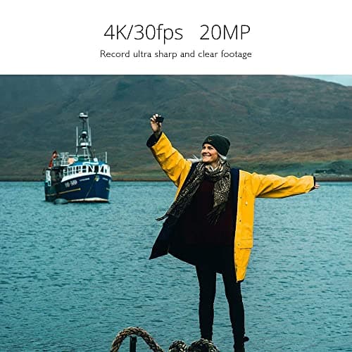 AKASO EK7000 Pro Caméra Sport 4K avec Carte MicroSDXC 64GB, 20MP WiFi Action Caméra Sportive avec Ecran Tactile, EIS Stabilisateur, Télécommande, 170° Angle Réglable, Étanche 40M et 2 Batteries