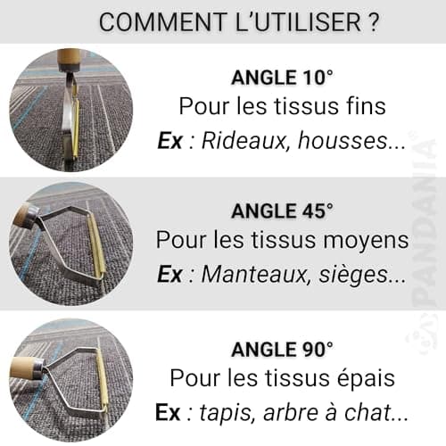 PANDANIA Brosse Anti Poils Tapis pour Chien et Chat - Rasoir Anti Bouloche Manuel, Raclette et Nettoyeur de Peluche Vêtements, Retire Poil Animaux Siège Voiture - Inclus Brossette de Nettoyage