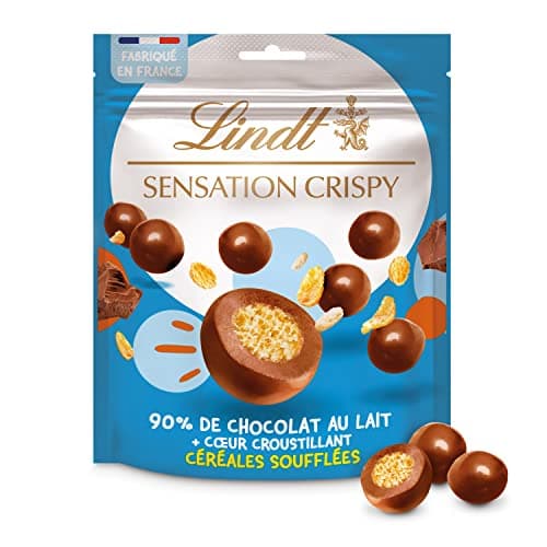 Lindt - Sachet de billes Céréales Soufflées SENSATION CRISPY - Chocolat au Lait, 140g