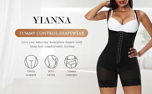 YIANNA Gaine Ventre Plat Femme Invisible Amincissante Body Gainant Sculptant Shapewear Bodysuit Fajas Colombianas Shaper Combinaison Noir M 7243