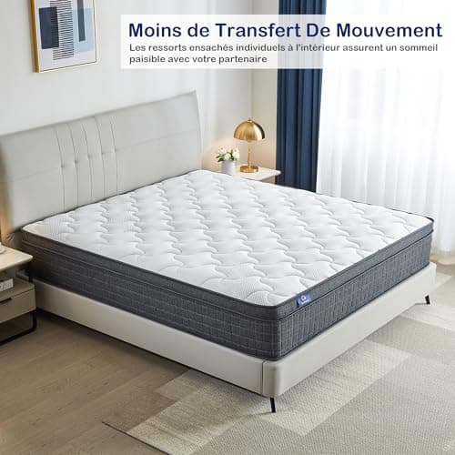 SuiLong Matelas 160x200 26 cm Épaisseur H3 H4 Matelas à Ressorts Ensachés Mousse Mémoire de Forme,Hybride Matelas,7 Zone Orthopédique Parfait Soutien Confort Matelas Lit d'Adulte et d'enfant 160x200