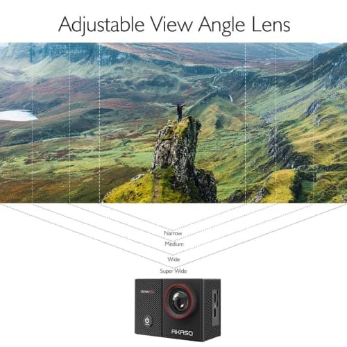 AKASO EK7000 Pro Caméra Sport 4K avec Carte MicroSDXC 64GB, 20MP WiFi Action Caméra Sportive avec Ecran Tactile, EIS Stabilisateur, Télécommande, 170° Angle Réglable, Étanche 40M et 2 Batteries