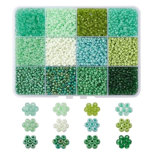 UR URLIFEHALL Lot de 3 600 mini perles intercalaires en verre 8/0 pour fabrication de bijoux - 12 couleurs - Vert