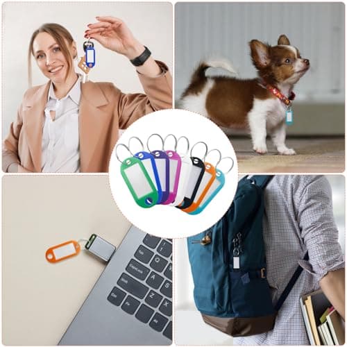 Rseuphiee 100 Pièces Porte-Clés, Étiquettes de Clé en Plastique, Inscriptibles Porte Clef Couleur en 10 Couleurs, en étiquettes d'identification avec Porte-Clé, pour Clefs, Bagages ou bureau