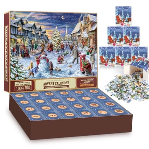 Niaetuto Calendrier de l'avent Puzzle,Calendrier de l'avent 2024 Puzzle,Advent Calendar Puzzle 1008 Pièces,Calendrier de l'avent Adulte Enfant,Calendrier Avent Puzzle pour Calendar Noel Cadeau