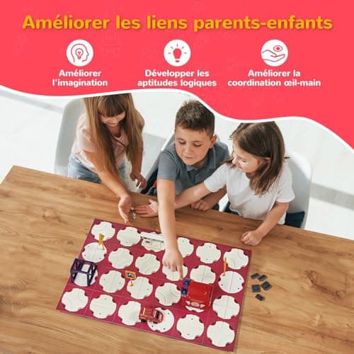 SGILE 20PCS STEM Road Builder Puzzles pour Enfants 3+, Jeu de Construction de Labyrinthe, Jeu de société avec Voiture Mignonne, signaux Routiers, Jouets pour garçon/Fille 3-7 Ans (Camion de Pompiers)