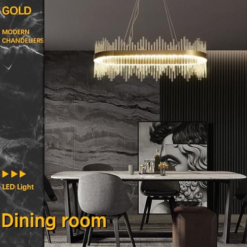 HvKvHvY Lustre en cristal moderne, lustre encastré LED doré, luminaire de plafond, lampe suspendue pour cuisine, salon, chambre à coucher, couloir, escalier