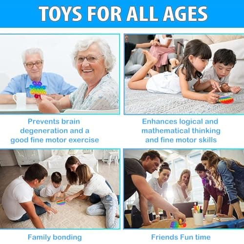 4 Pack Pop Bubble Fidget Toy Set Soulagement de l'Anxiété Autisme Pop it Silicone Jouet Sensoriel Autisme Jouet Anti Stress Cadeaux de Fête d'anniversaire pour Enfants et Adultes