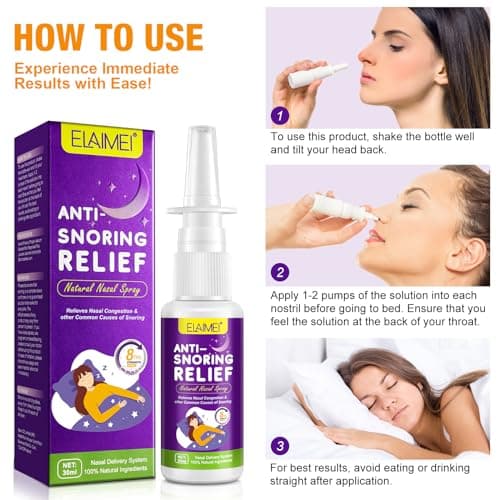 Spray Nasal Contre Le Ronflement 30Ml, Spray Naturel Contre Le Ronflement, Soulage Efficacement Le Ronflement, Améliore La Respiration, Solution 100% Naturelle Contre Le Ronflement
