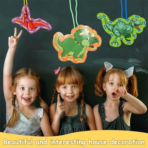 Lot de 12 Jouets à Corder, Cartes à Coudre Double Face Dinosaures, Cartes à Lacer Enfant, Jouets à Corder Éducatifs, Jeux de LaçAge pour les Enfants, pour Garçon Fille Cadeau