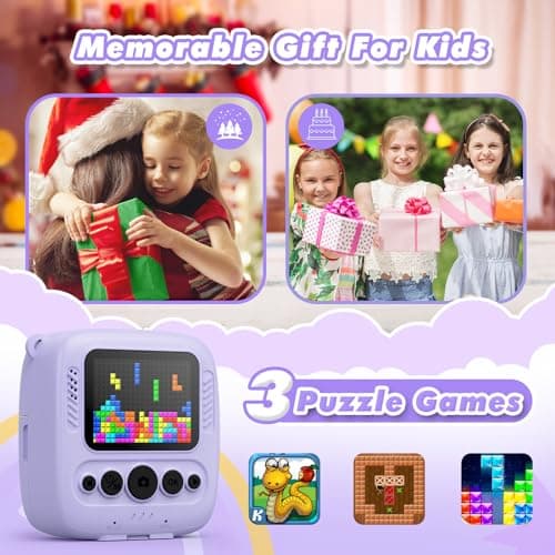 Appareil Photo Instantané Enfant, CalineGam 48MP 1080P Appareil Photo Numérique Enfant avec Carte 32GB & Papier Photo, Noël Anniversaire Cadeau pour Filles Garçons 3-12 Ans (Violet)