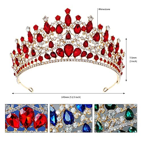 URFEDA Tiara Cristal Couronne, Couronne De Mariée Strass, Couronne De Princesse Femme, Adult Cheveux Accessoires Vintage Cadeau pour Mariage, Dîters, FêTes, Cérémonies, Cadeau d'anniversaire, Argent