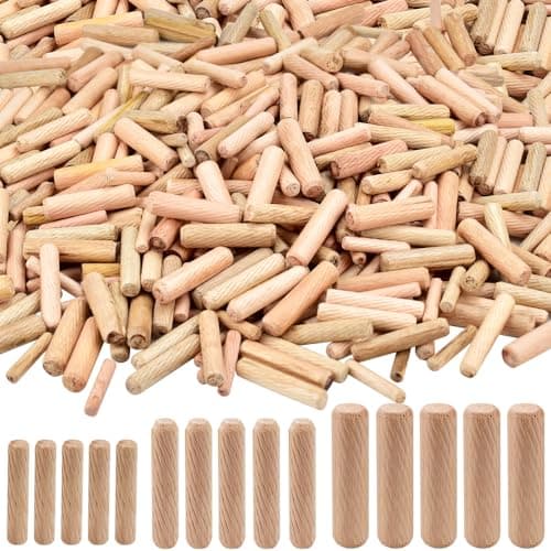 NAROSEBE 600 Pcs Cheville en Bois M6 M8 M10, Tourillons en Bois Rainurés, Cheville Bois Menuiserie, Tourillon Bricolage Conique, Cheville Bois Meuble, pour Table Placard Assemblage DIY Charpentier