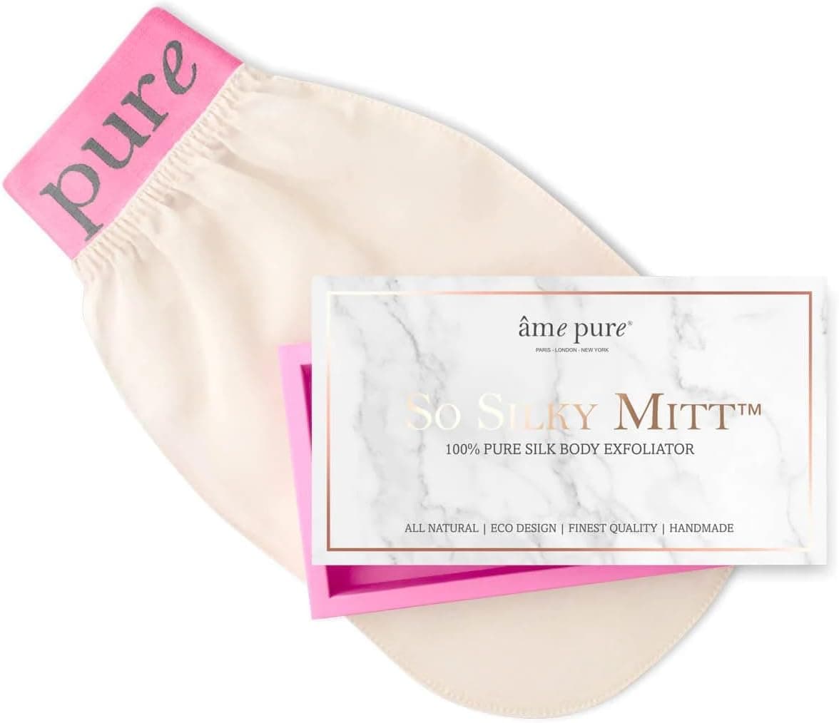 âme pure® So Silky MittTM Gant exfoliant en soie pure pour le corps - Gant pour peau lisse - Hammam