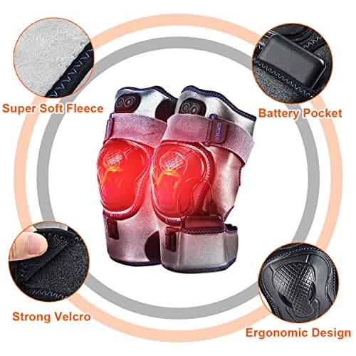 GINEKOO Appareil de massage de genou chauffant sans fil, massage vibrant, orthèse de genou avec batterie rechargeable 5000 mAh pour soulager les douleurs au genou, l'arthrite,les douleurs articulaires