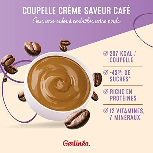 Gerlinéa - Coupelle Crème Repas Minceur - Substitut de Repas Complet et Rapide - Saveur : Café - 178060, lot de 3x210g