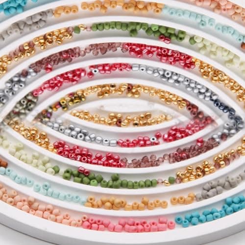 EuTengHao Perles de rocaille en verre pour kit de fabrication de bracelets, petites perles 8/0 pour bracelet, collier, bijoux, bricolage (3mm, 48 couleurs, verre dépoli et verre laqué)