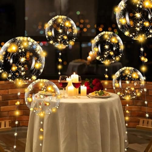 15 Pièces Ballon Lumineux, 20 Pouces Ballon Transparent, Ballon Transparent A Remplir Avec 10 Guirlandes Lumineuse, Helium Pour Ballon Pour NoëL, Mariage, Anniversaire, Saint-Valentin
