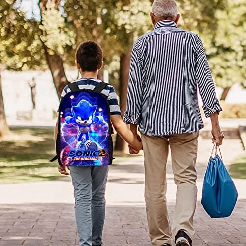BESTZY Sonic Sacs à Dos pour Enfant, Sonic Hedgehog Sacs Dos Imprimé 3D Cartable Scolaire Garçon Kids Backpacks Animé Sac Accessoire De Mode, Sac À Dos pour Garçons et Filles
