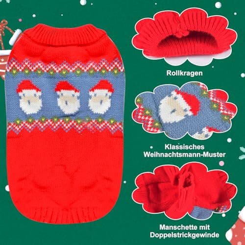Pull de Noël pour Chien Pull-Overs pour Chiens, Déguisements de Noël Chien et Chat, Sweat pour Chien Pull Polaire Chien, Chaud et Léger, Texture Douce, élastique Facile à Porter, Couleurs Vives