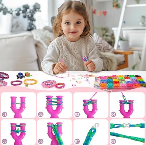 Uolifrem 2800+ Elastiques Bracelet Kit, 32 Couleurs Bracelet Elastique Enfant Kit, Loom Bands avec Accessoires, Élastiques de Bricolage pour la Fabrication de Bracelets, Cadeau pour Filles et Garçons