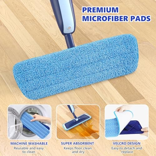 MANGOTIME Balai Serpillère Vaporisateur Mop Balais Serpillère Nettoyer Sol | Balai Lave Sol avec Reservoir Microfibre Spray Mop pour la maison, la cuisine, parquet, stratifié, bois, vinyle, carrelage